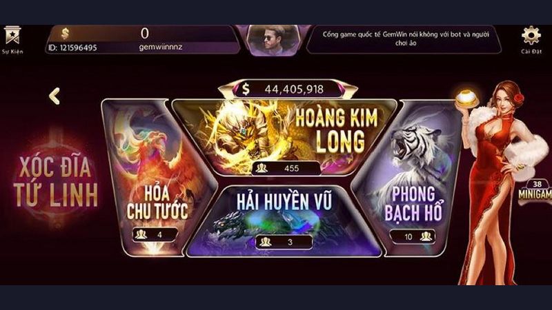 Xóc đĩa 3 Giao diện chơi xóc đĩa tứ linh thiết kế đẹp, sống động